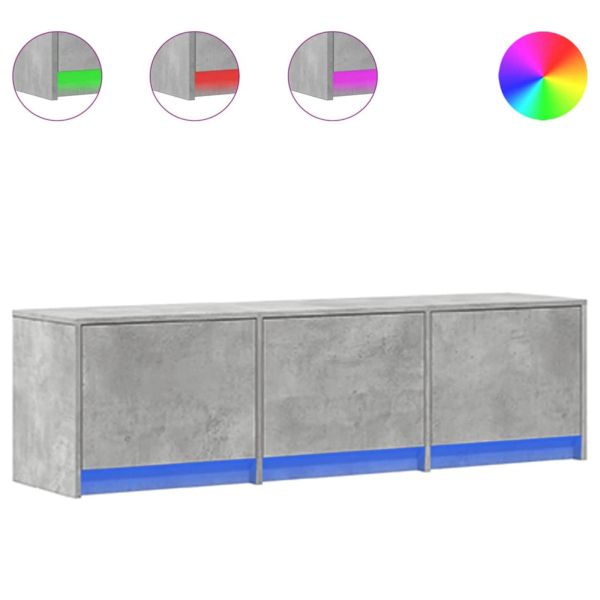 ТВ шкаф с LED Бетонно 140 x 34 x 40 см Инженерно дърво