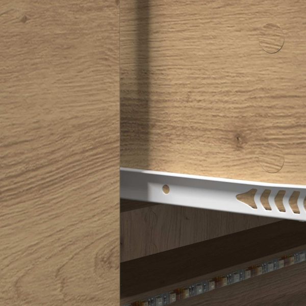 ТВ шкаф с LED с чекмедже Дъб 140 x 34 x 40 см Инженерно дърво