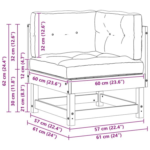 4 Брой Секционен диван Солиден бор Восъчен Кафяв