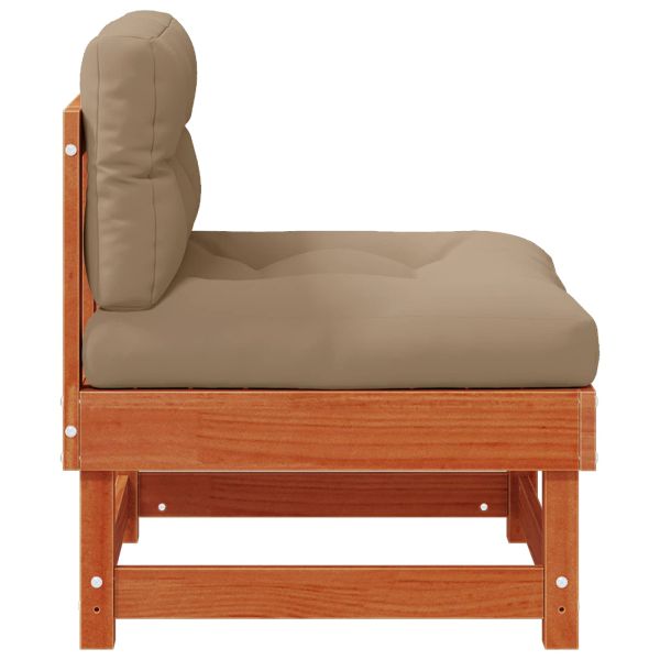 Градинен среден диван Масивна боровина Восъчен Кафяв