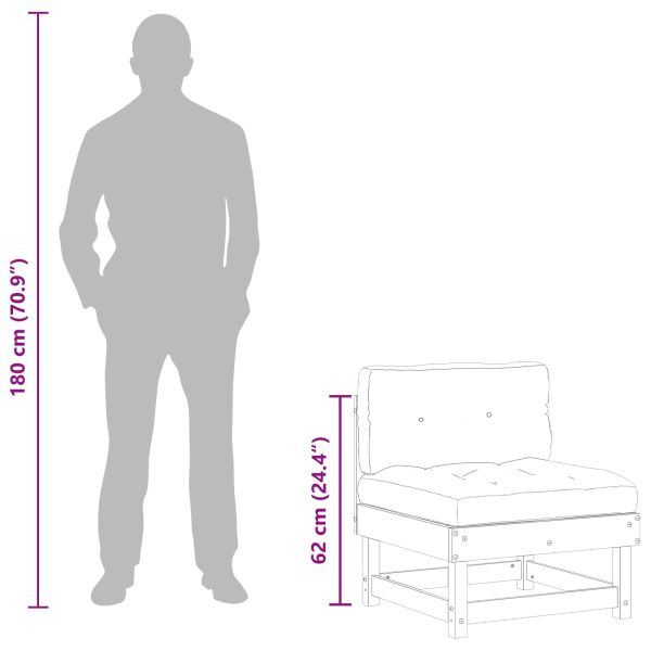 Градинен среден диван Масивна боровина Восъчен Кафяв