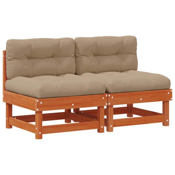 Градинен среден диван Масивна боровина Восъчен Кафяв