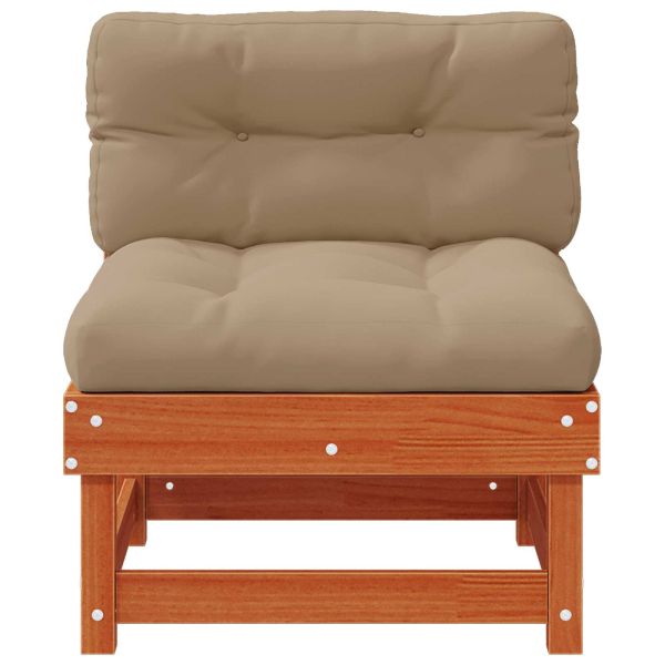 Градинен среден диван Масивна боровина Восъчен Кафяв