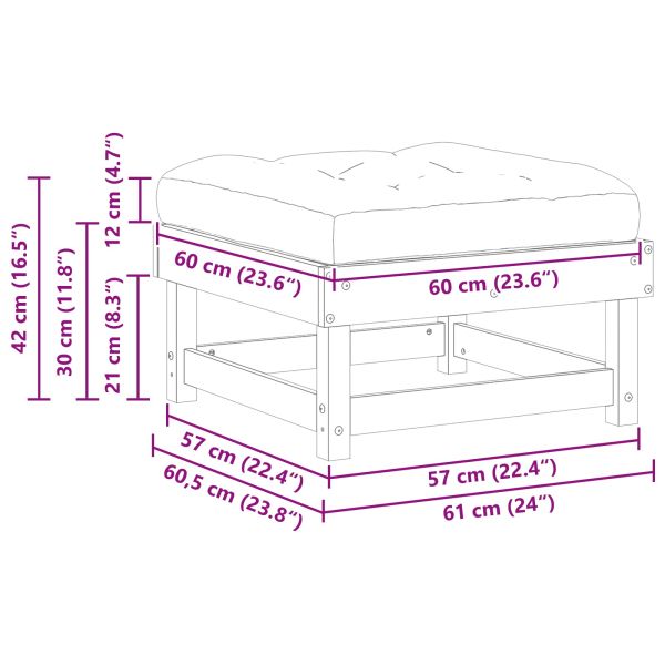 Градинска поставка за крака Масивна боровина Восъчен Кафяв