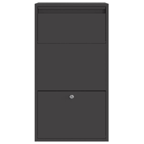 Пощенска кутия за пратки с врата Черно 44 x 22 x 82 см Стомана