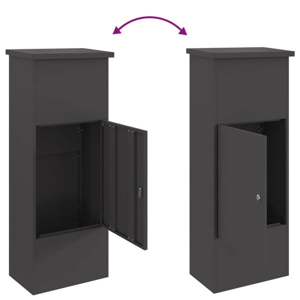 Пощенска кутия за пратки Черно 44,5 x 29 x 110,5 см Стомана