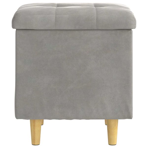 Табуретка с място за съхранение с възглавница Светлосиво Кадифе