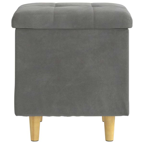 Табуретка с място за съхранение с възглавница Тъмен сив Кадифе