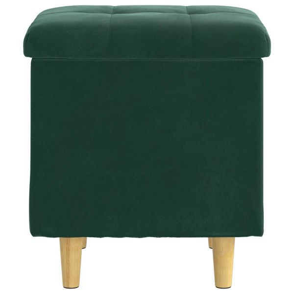 Табуретка с място за съхранение Тъмен зелен Кадифе