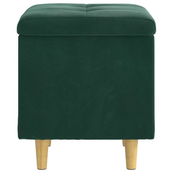 Табуретка с място за съхранение Тъмен зелен Кадифе
