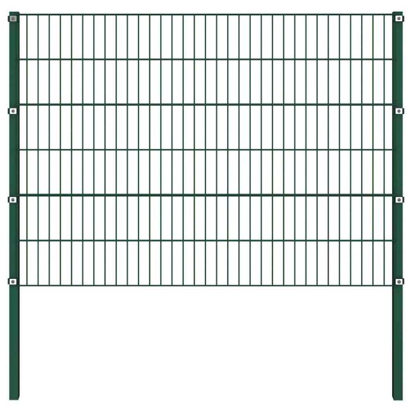 Ограден панел с железни стълбове 1040x120 см, зелен