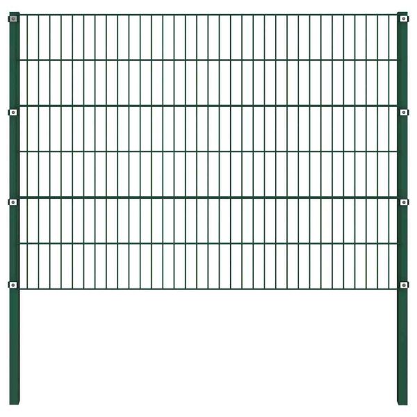 Ограден панел с железни стълбове 1730x120 см, зелен