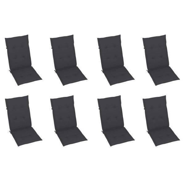 Сгъваеми градински столове с възглавници, 8 бр, акация масив