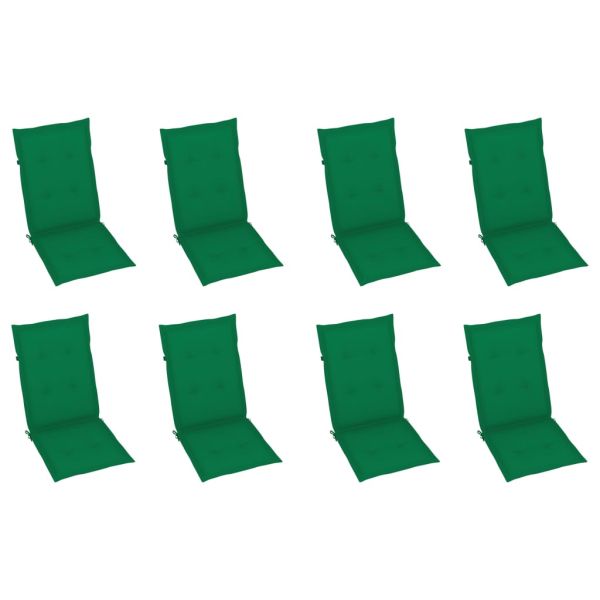 Сгъваеми градински столове с възглавници, 8 бр, акация масив