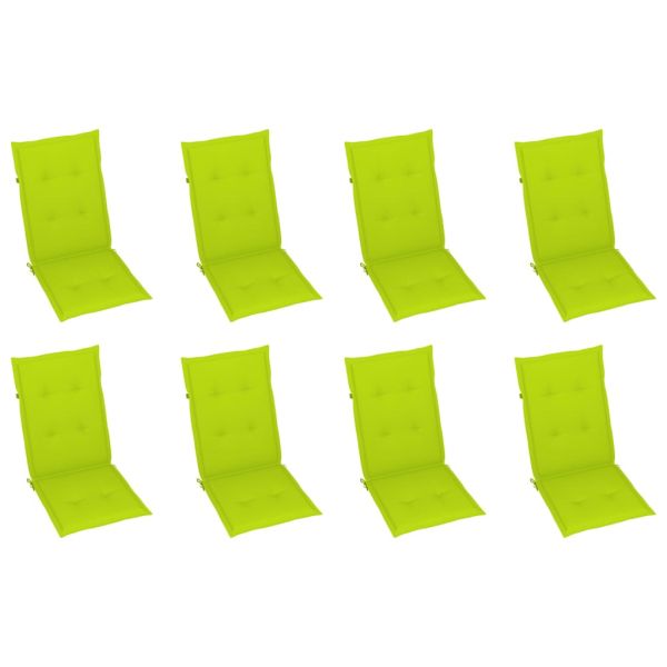 Сгъваеми градински столове с възглавници, 8 бр, акация масив