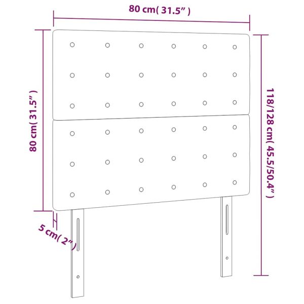 LED горна табла за легло, тъмносиня, 80x5x118/128 см, кадифе