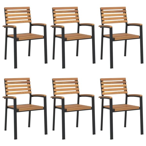 Градински трапезен комплект, 7 части, акация масив и метал