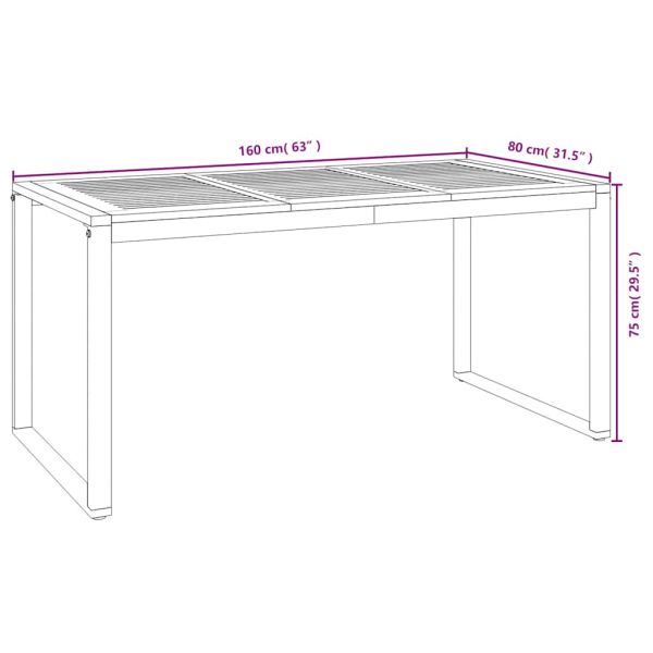 Градински трапезен комплект, 7 части, акация масив и метал