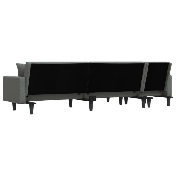 Г-образно разтегателно канапе тъмносиво 275x140x70 см плат