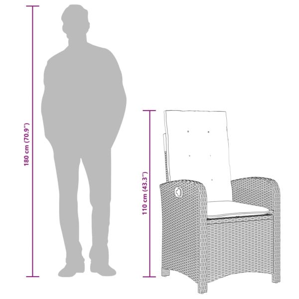 Градински комплект с възглавници, 9 части, бежов полиратан