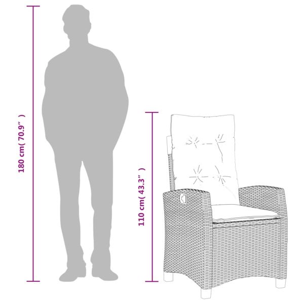 Градински комплект с възглавници, 9 части, бежов полиратан