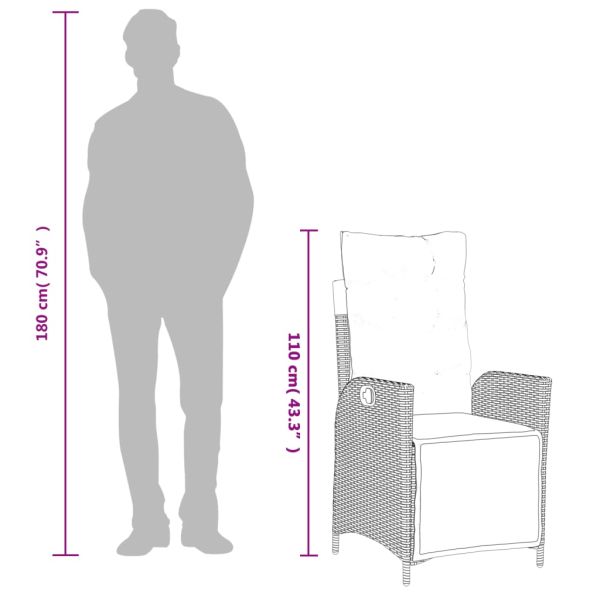 Градински комплект с възглавници, 9 части, бежов полиратан
