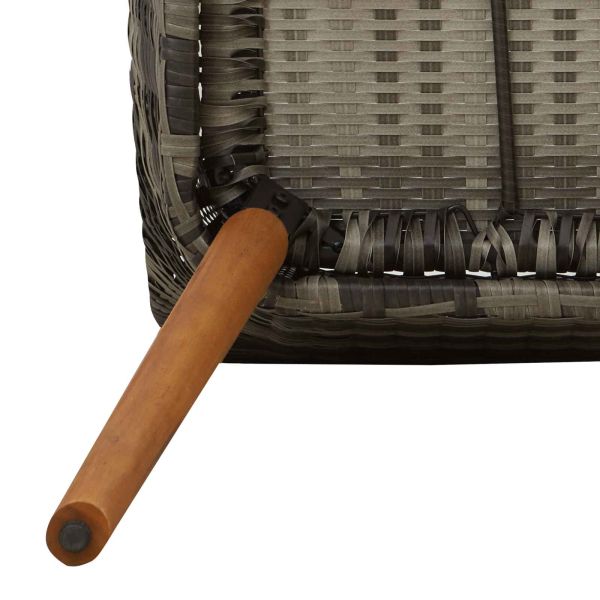 Комплект за хранене в градината 9 pcs Сив полиратан