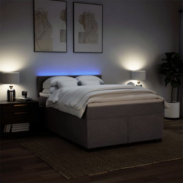 Боксспринг легло с матрак, таупе, 140x190 см, плат