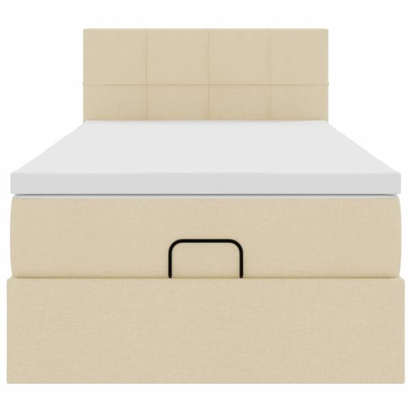 Османска легло с матрак, кремаво, 90x200 см, плат