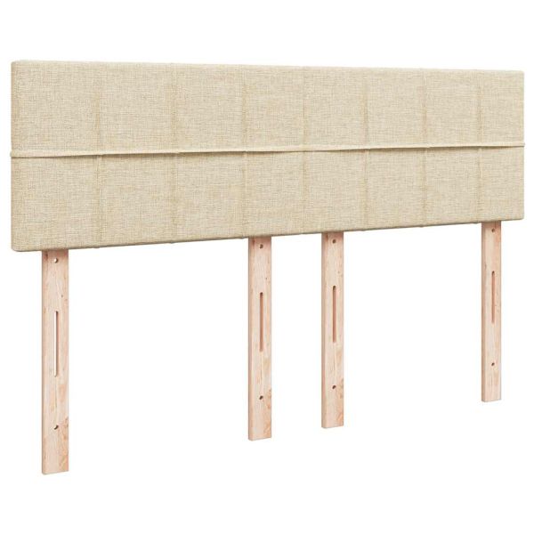 Османска легло с матрак и LED, кремаво, 140x190 см, плат