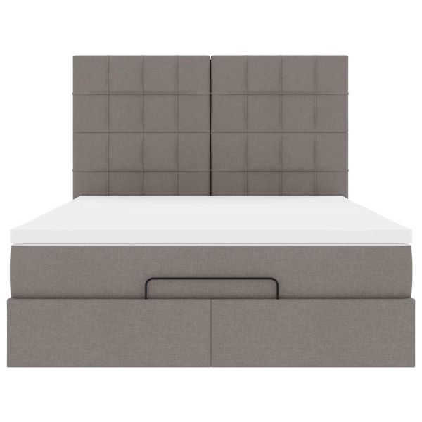 Османска легло с матрак, таупе, 140x190 см, плат