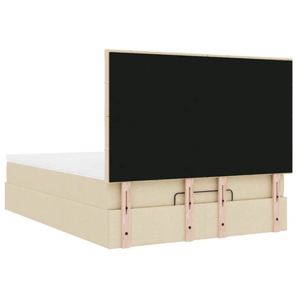 Османска легло с матрак, кремаво, 140x190 см, плат