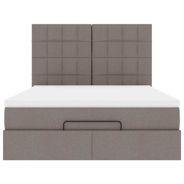 Османска легло с матрак и LED, кафяво, 140x190 см, плат