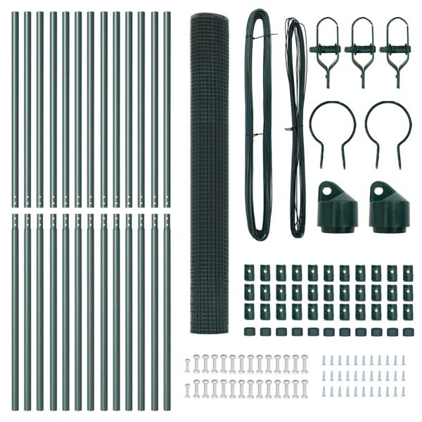 Стълб за ограда. Зелен 25 x 1,5 м (19 x 19 мм мрежа) Стомана