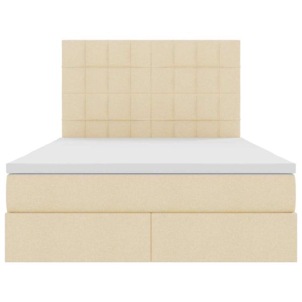 Легло с място за съхранение и LED Кремав 140 x 190 cm Полиестер