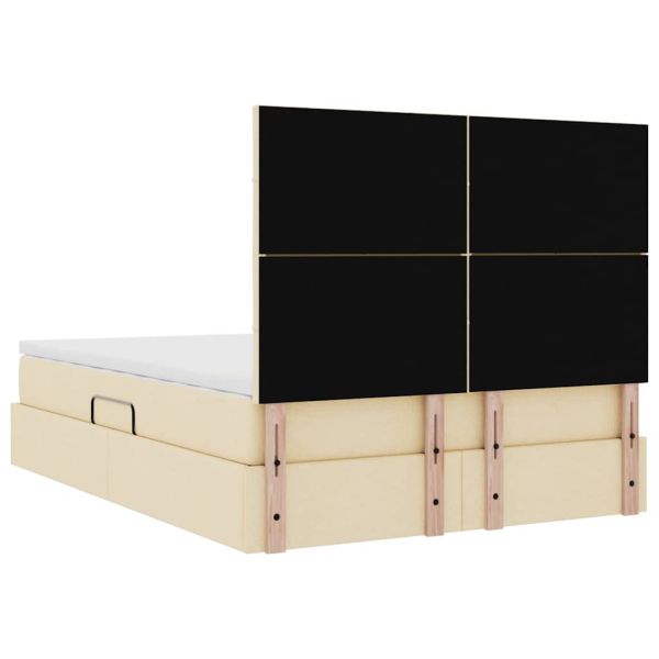 Легло с място за съхранение и LED Кремав 140 x 190 cm Полиестер