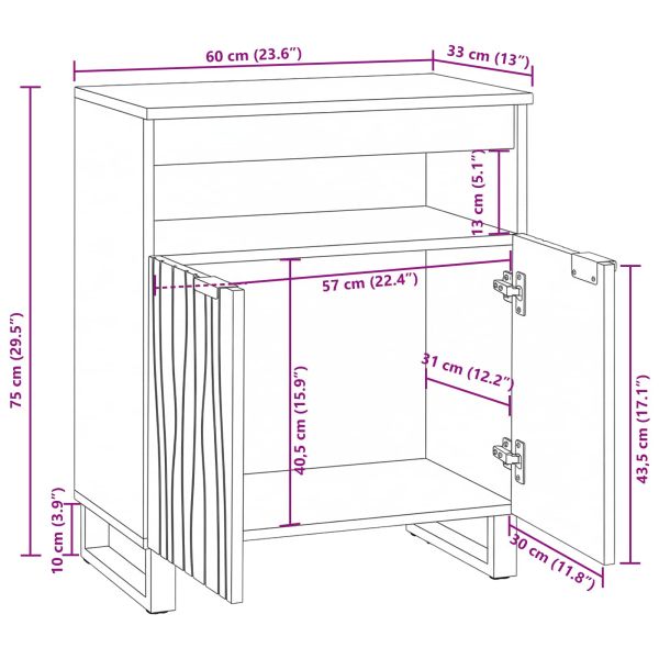 Шкаф Кафяво 60 x 33 x 75 cm мангово дърво масив