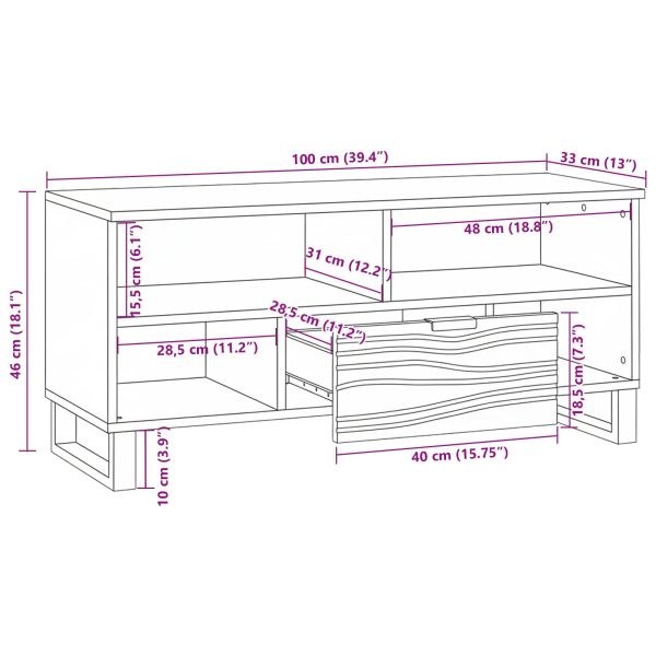 ТВ Единици с чекмедже Орех 105 x 33 x 46 см Инженерно дърво