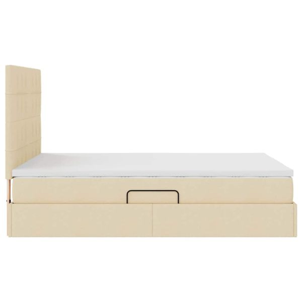 Легло с място за съхранение и LED Кремав 140 x 200 cm Полиестер