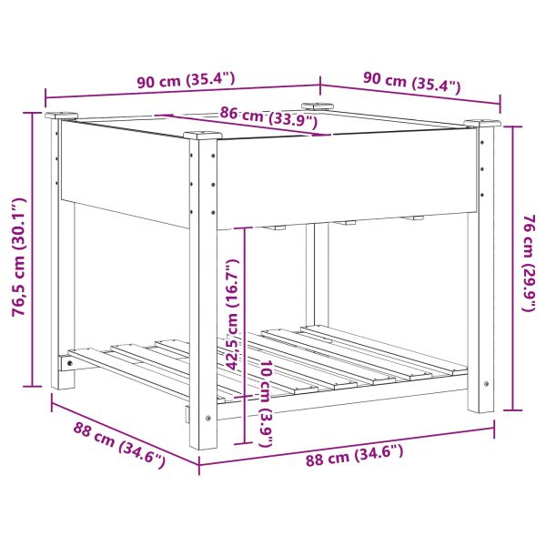 Градинска саксия Бежово 60,5 x 60 x 76,5 см Солидно ела дърво