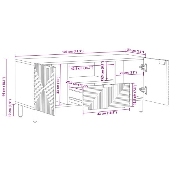 ТВ Единици с чекмедже Солидно акациево дърво 105 x 33,5 x 46 см