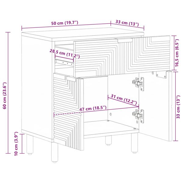 Нощен шкаф Кафяво 50 x 33 x 60 см Масивна акациева дървесина