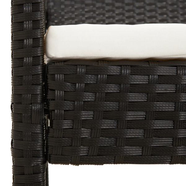 Градинска пейка с възглавница, черна, 105 см, полиратан