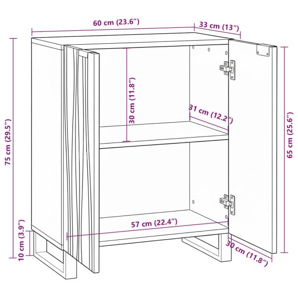 Служебен шкаф Орех 60 x 33,5 x 75 см Солидно мангово дърво