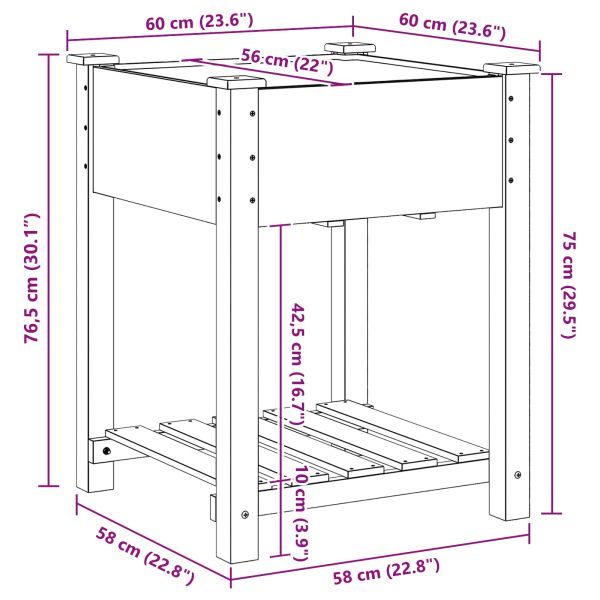 Градинска саксия Бежово 90 x 90 x 76,5 см Солидно ела дърво