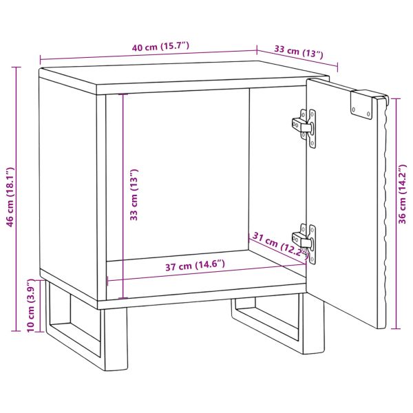 Нощен шкаф Орех 40 x 33 x 46 см Масивна акациева дървесина
