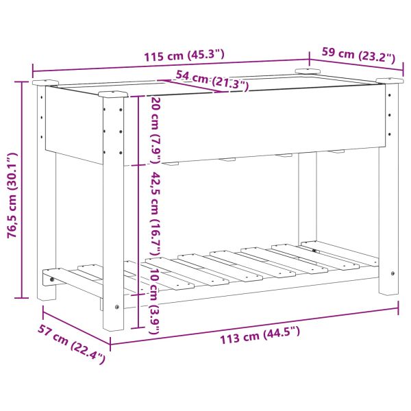 Градинска саксия Бежово 115 x 59 x 76,5 см Солидно ела дърво