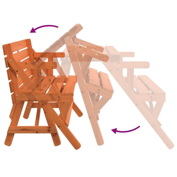 Пикник маса с пейки чамова дървесина масив 2 в 1 конвертируема