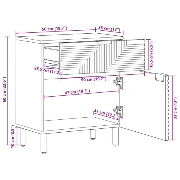 Нощен шкаф Кафяво 50 x 33 x 60 см Масивна акациева дървесина