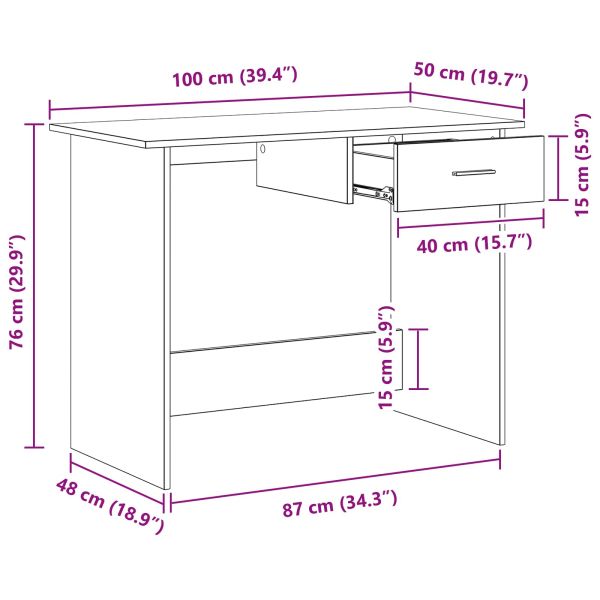 Бюро с чекмедже Дъб 100 x 50 x 76 см Инженерно дърво